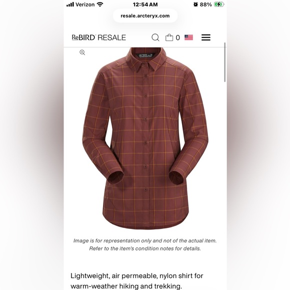 Arc’Teryk Brown Plaid Button-Up Hiking Shirt with side pockets XS - Picture 8 of 11